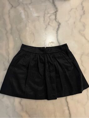 Banana Republic Black Textured Skater Shiny Skirt
